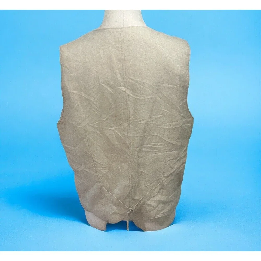The Territory Ahead Take‎ It Easy Linen Vest Tan /Beige Size Large EUC